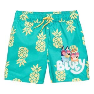 BLUEY Pineapple Swim Trunks for Toddler Boys Licensed Graphic NWT